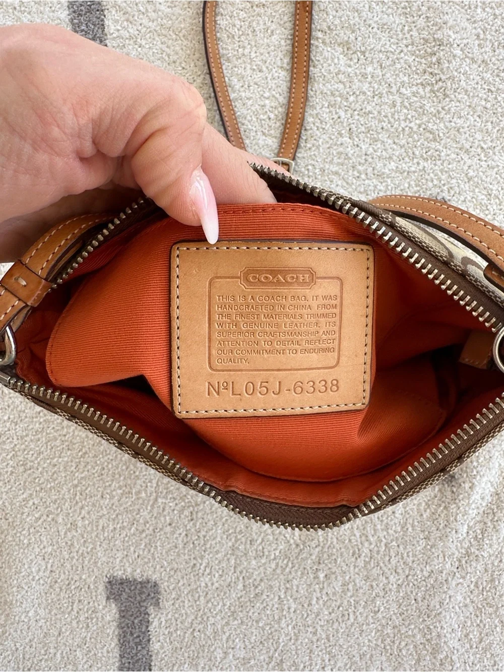 Coach Brown Signature Canvas Crossbody with Tan Leather Trim 2005 Y2K